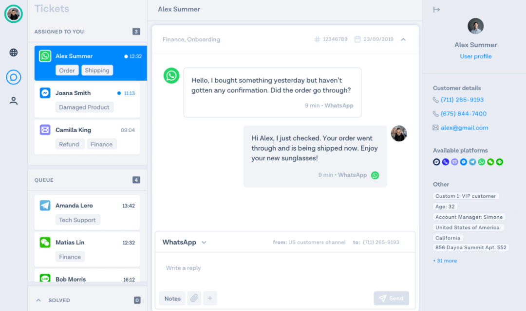 Plataforma Inbox de MessageBird